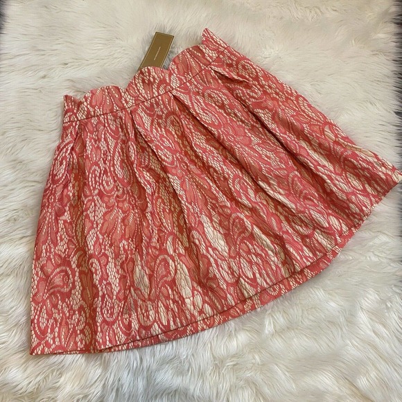 Blue Rain Dresses & Skirts - Blue Rain Francescas Pink Tan Floral Lace Casual Skirt Size Large NWT